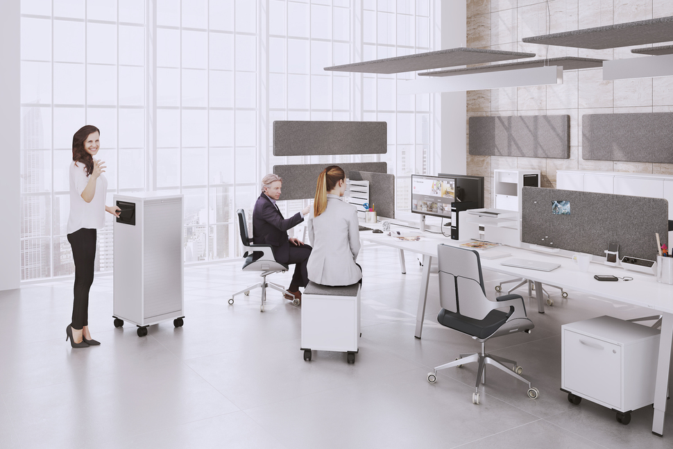 Auf dem kleinen kann man sogar sitzen, Stauraum bieten sie alle: die Container von OKA FlexLine.