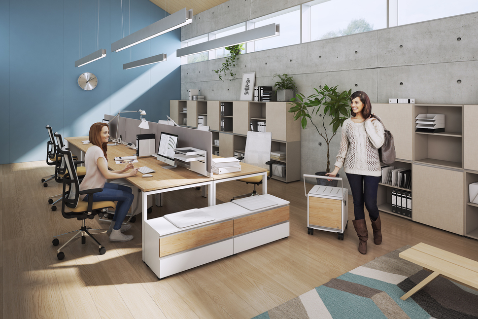 Teamarbeitsplätze fördern die Kreativität – sofern sie auch etwas Privatsphäre zulassen.