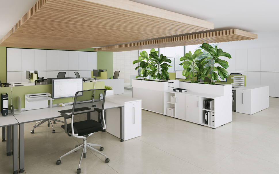 Pflanzen – hier in der OKA PlanterBox – sind ein optischer Hingucker und verbessern das Raumklima