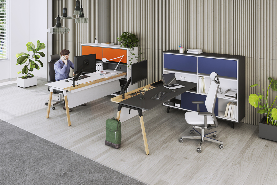 Der Materialmix macht’s: Möbel der Serie OKA HomeLine wirken bei aller Funktionalität sehr wohnlich.