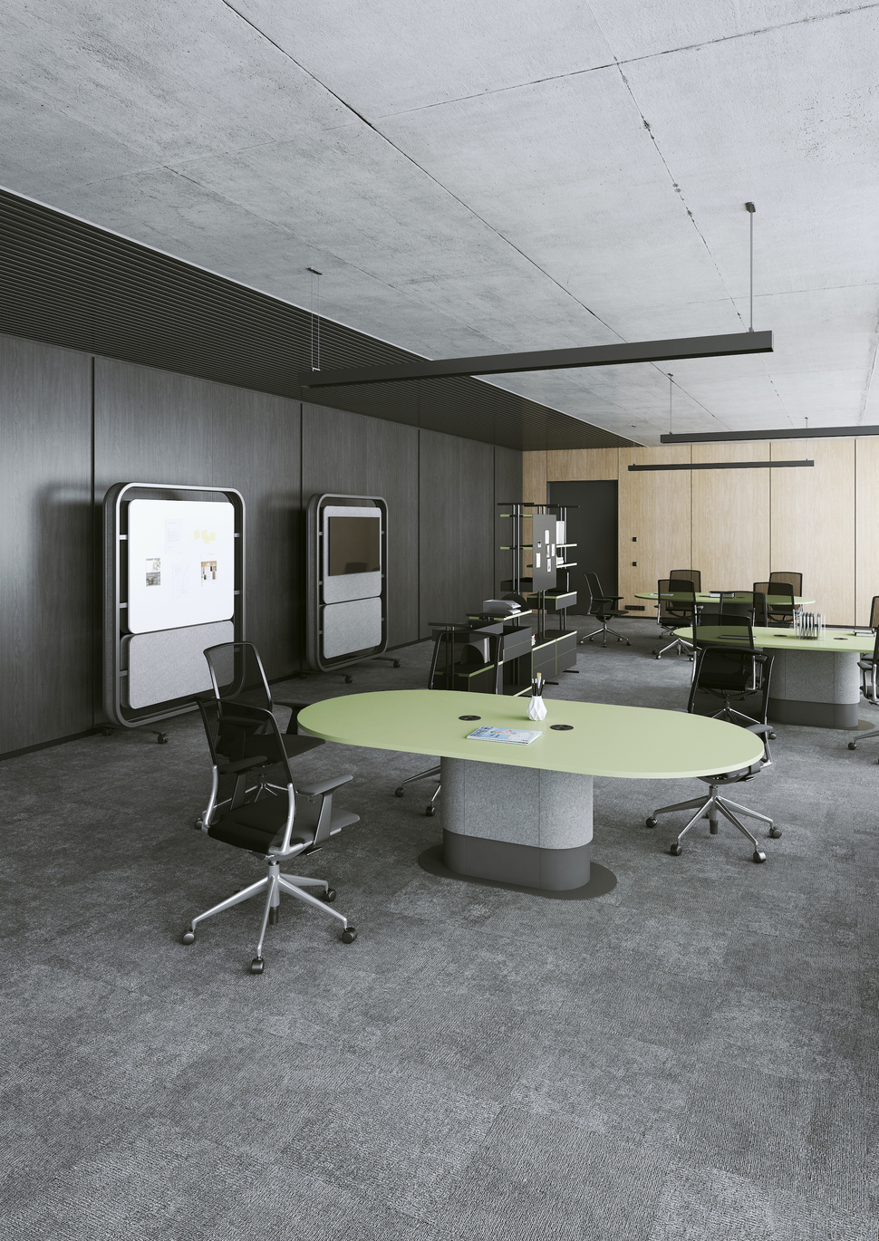 Alles griffbereit: Die cleanen Linien der OKA MediaStation passen perfekt ins moderne Büro.