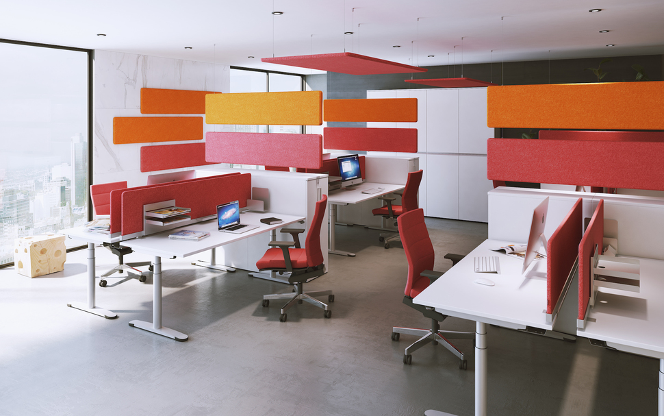 Dämpfen nicht nur den Schall, sondern erlauben durch verschiedene Funktionen, Größen und Materialien neue Ausdrucksformen der Raumgestaltung: die OKA SpaceAbsorber.