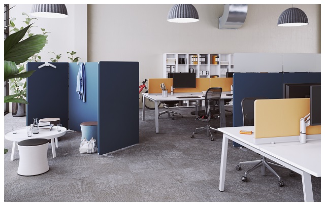 OKA SpaceLine Trennwände und OKA DeskTOP Screens für Hygieneschutz im Büro