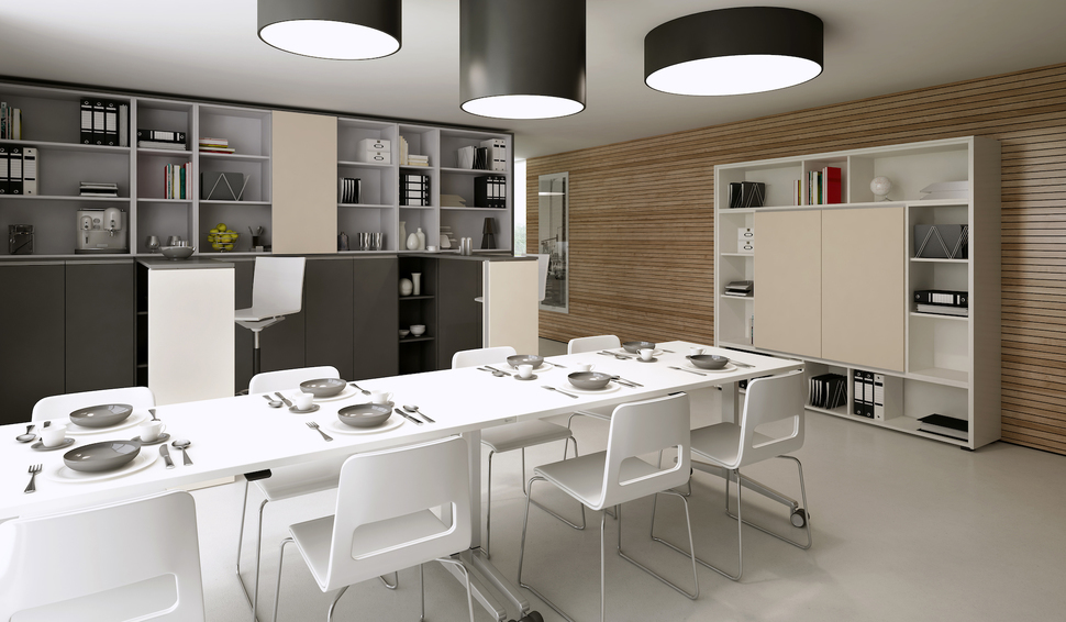 Viele LED-Aufbauleuchten strahlen indirektes Licht aus und sorgen für eine Grundbeleuchtung im Raum.