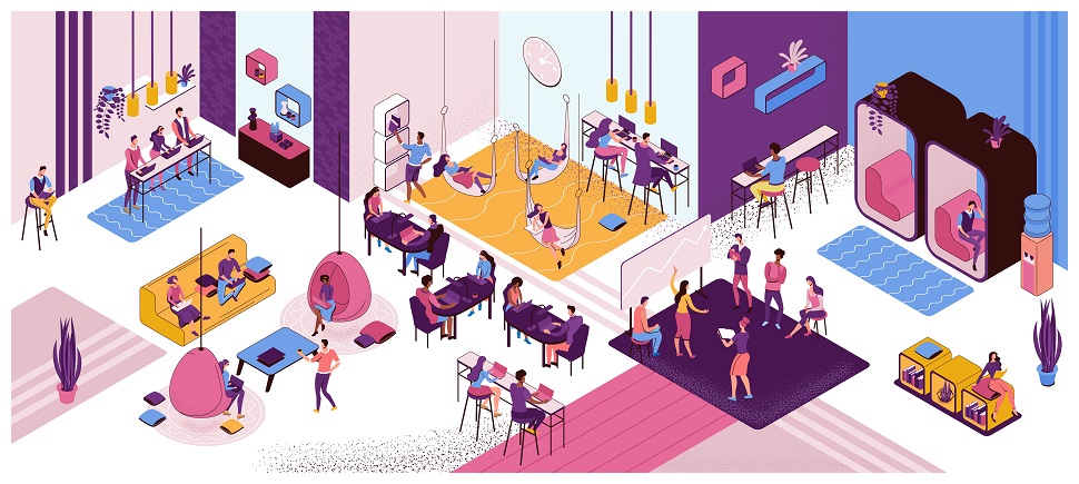 Verschiedene Arbeitszonen