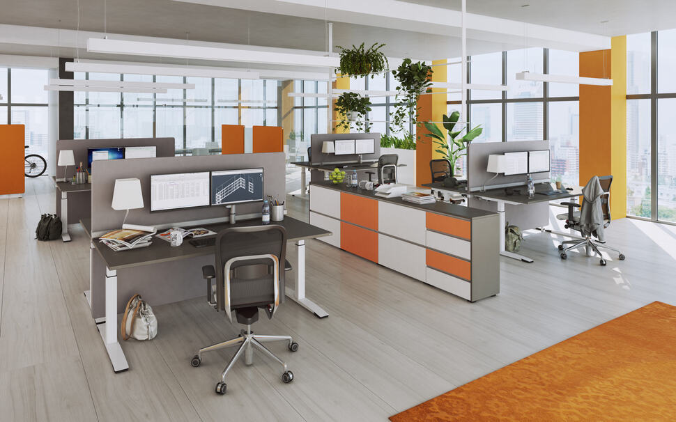 Offene Räume, leuchtende Farbakzente und dekorative Grünpflanzen: So entsteht eine Arbeitsatmosphäre, die Kreativität fördert