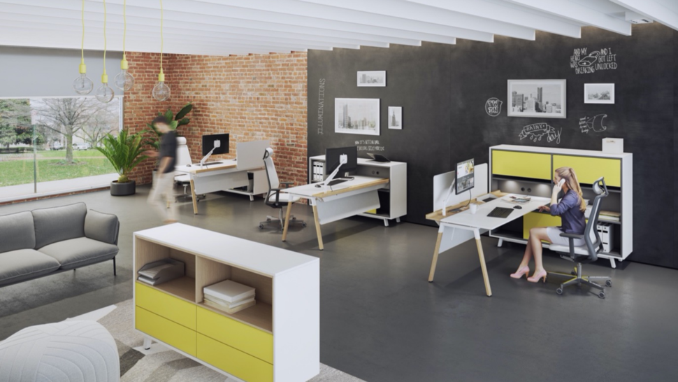 Dank der Wohlfühlatmosphäre, die Möbel der OKA HomeLine verströmen, fällt die Rückkehr ins Büro leichter.