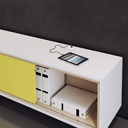 OKA HomeLine detail – USB and Schuko connection on top of the solitaire